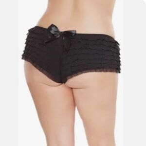 New Black Layered Lace Ruffled Rhumba Boy Shorts Bow SZ MED